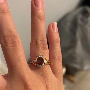 Elegant Gold and amethyst Gemstone Ring